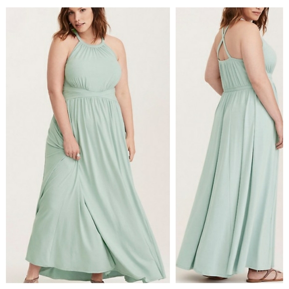 torrid Dresses & Skirts - Torrid High Neck Strappy Mint Jersey Maxi Dress